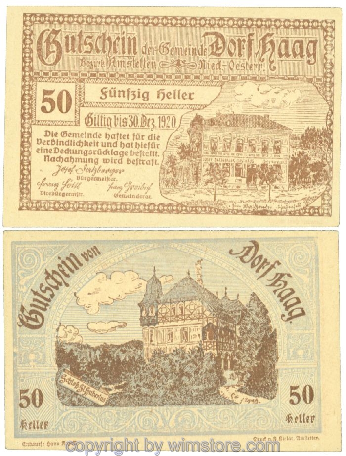 Haag (Dorf), J00317c, 50 Heller; 1-