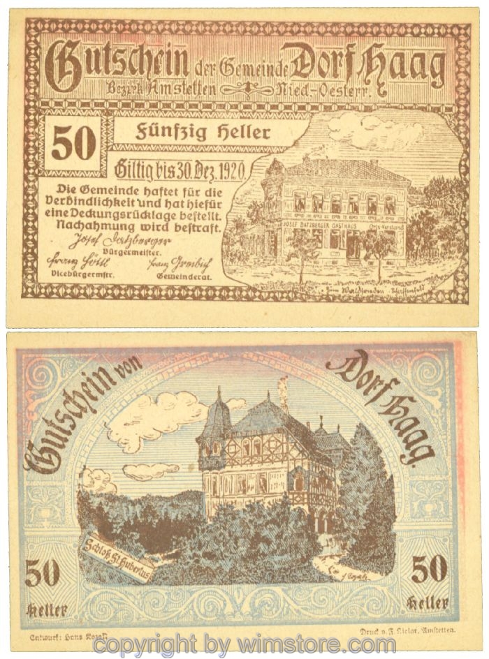 Haag (Dorf), J00317cx, 50 Heller; 1