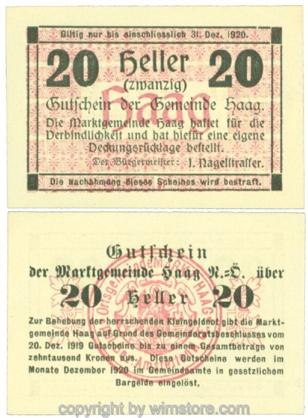 Haag (Markt), J00318Ib1, 20 Heller; 1