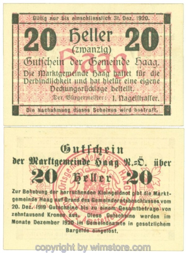 Haag (Markt), J00318Ib1, 20 Heller; 1-