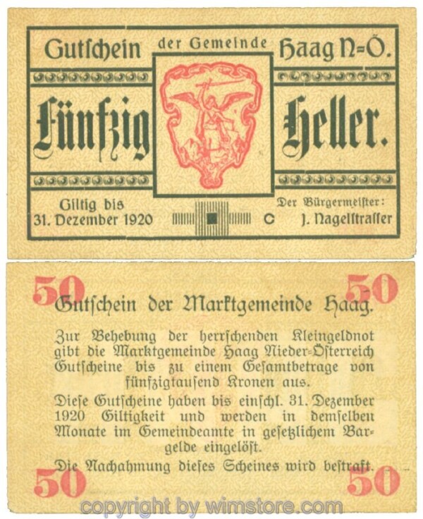 Haag (Markt), J00318I2b, 50 Heller; 1