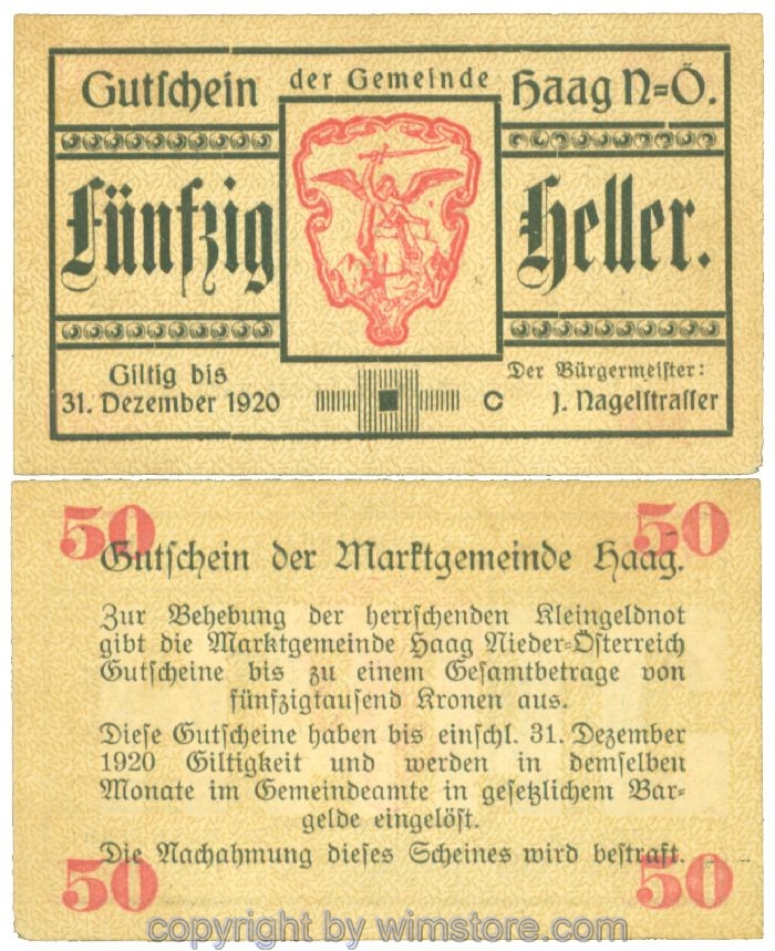 Haag (Markt), J00318I2b, 50 Heller; 1
