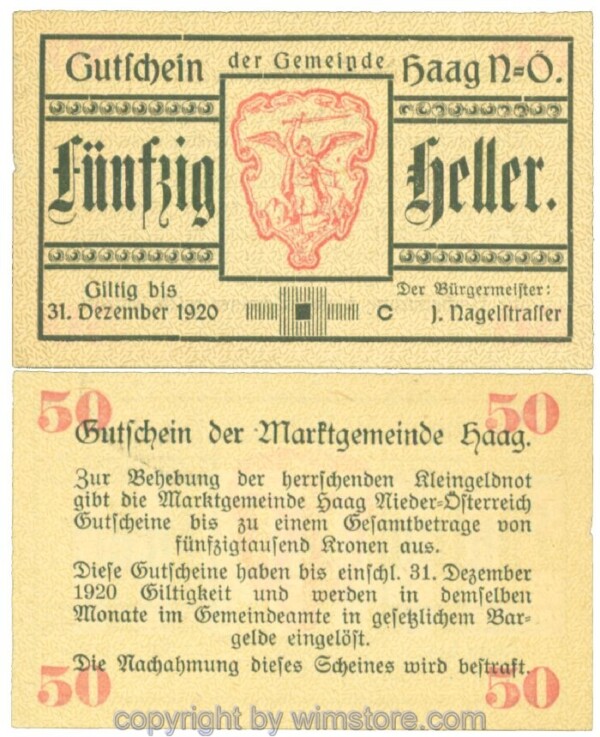 Haag (Markt), J00318I2b, 50 Heller; 1-