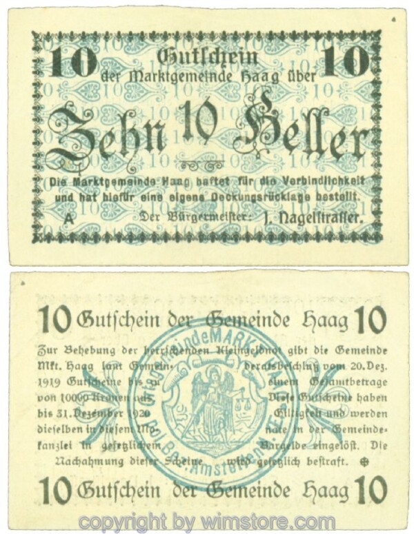 Haag (Markt), J00318Ic, 10 Heller; 2-3, fleckig