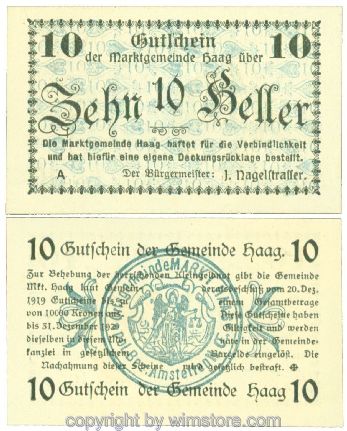 Haag (Markt), J00318Id, 10 Heller; 1