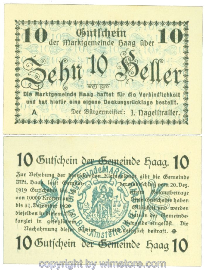 Haag (Markt), J00318Ie, 10 Heller; 1