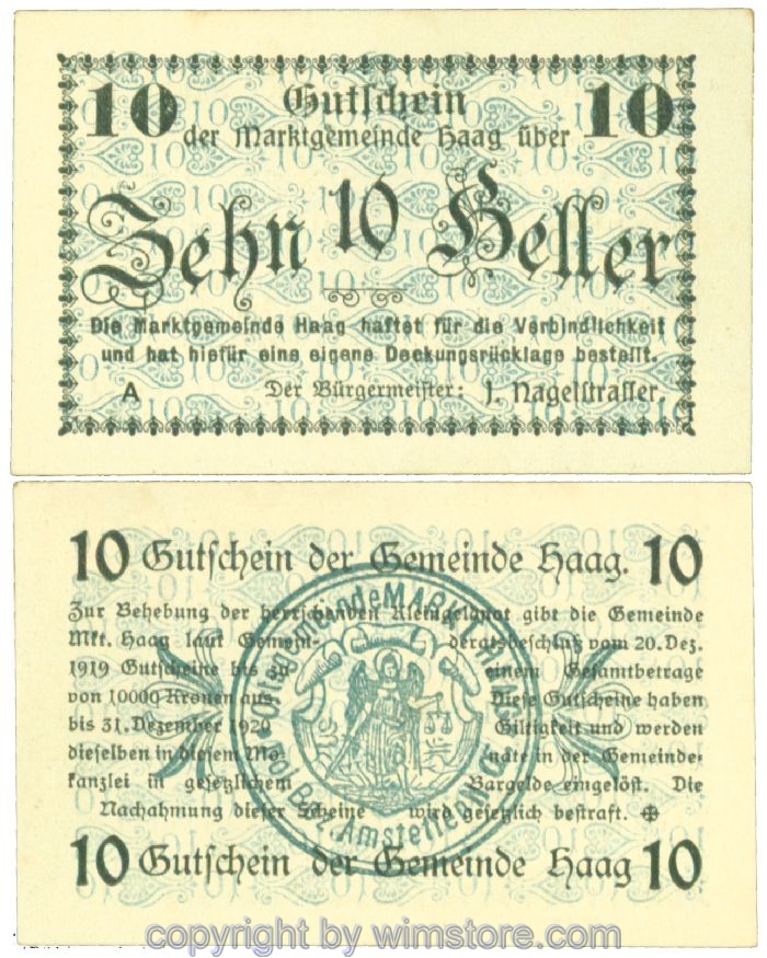 Haag (Markt), J00318Ie, 10 Heller; 1-