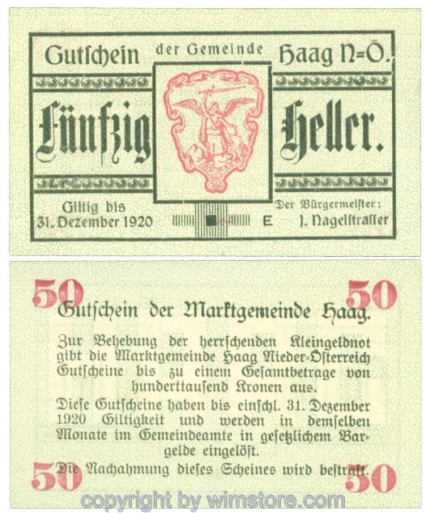 Haag (Markt), J00318IId2, 50 Heller; 1