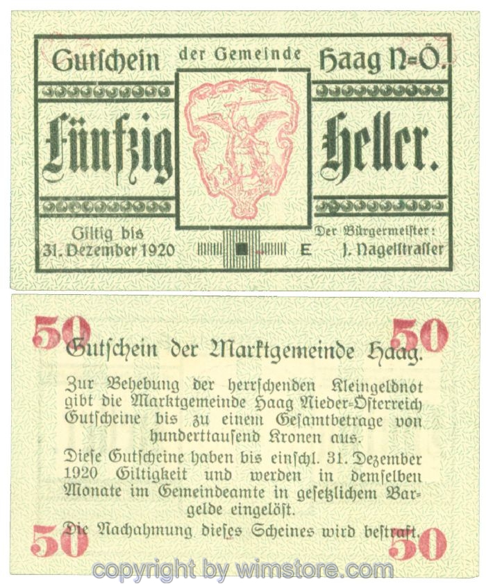 Haag (Markt), J00318IId2, 50 Heller; 1-