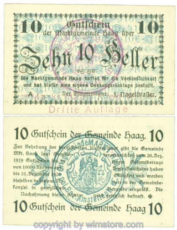 Haag (Markt), J00318IIIb, 10 Heller; 1