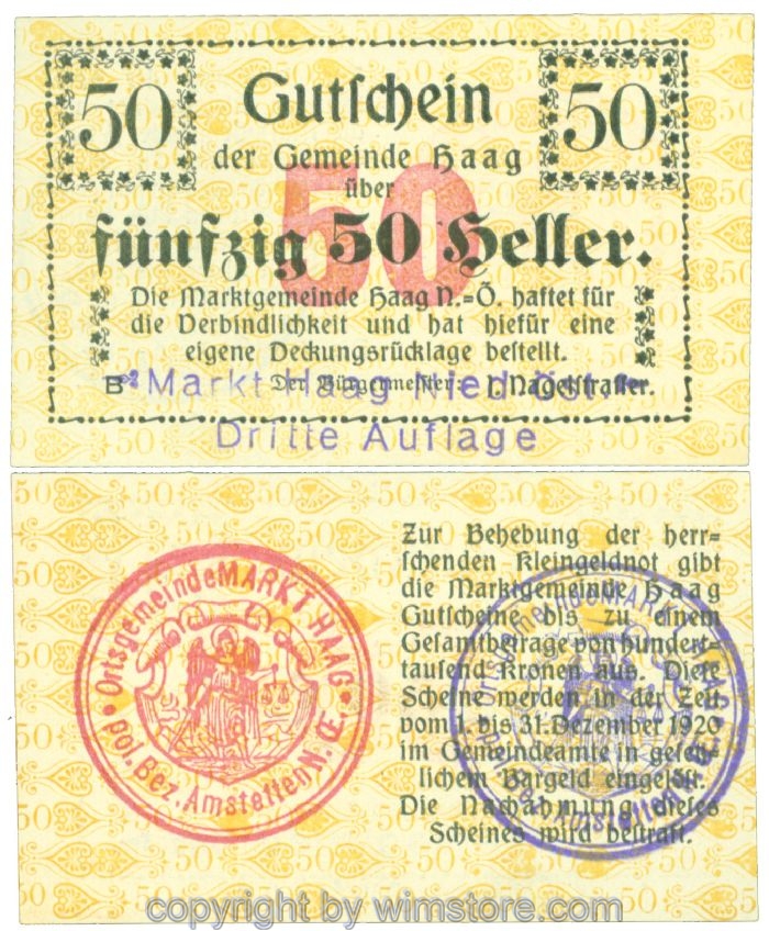 Haag (Markt), J00318IIIb, 50 Heller; 1