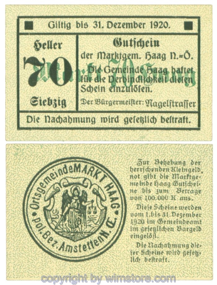 Haag (Markt), J00318IV6c, 70 Heller; 1