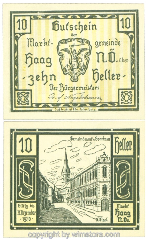Haag (Markt), J00318Va, 10 Heller; 1