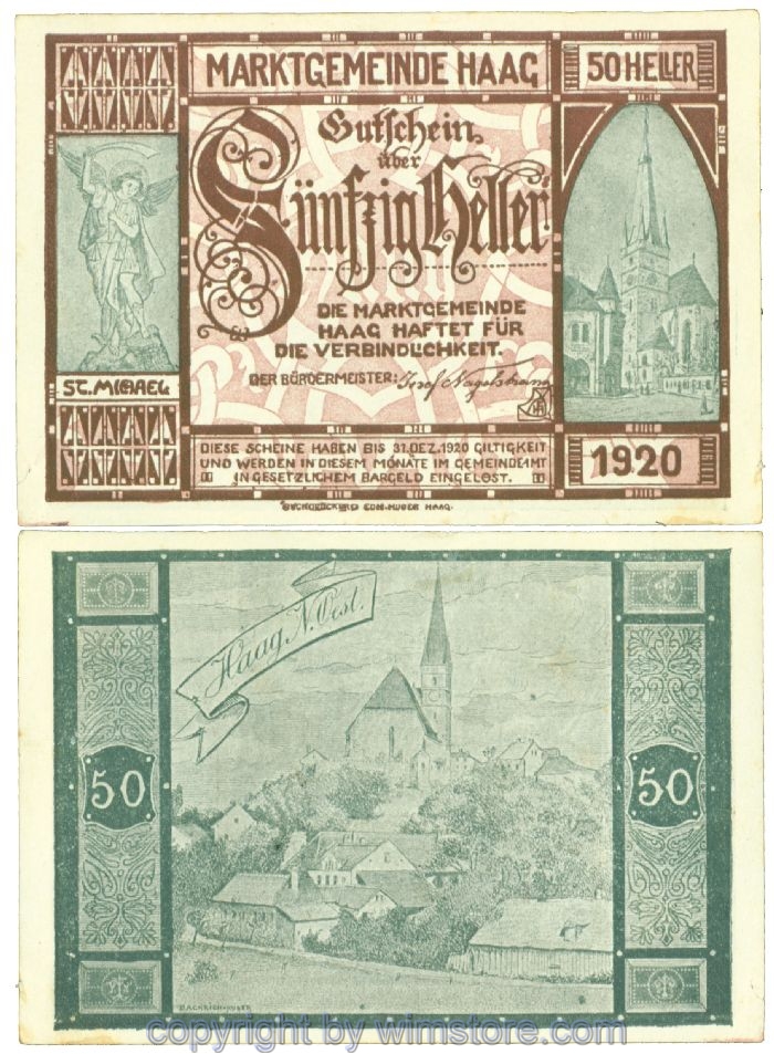 Haag (Markt), J00318Ve, 50 Heller; 1-