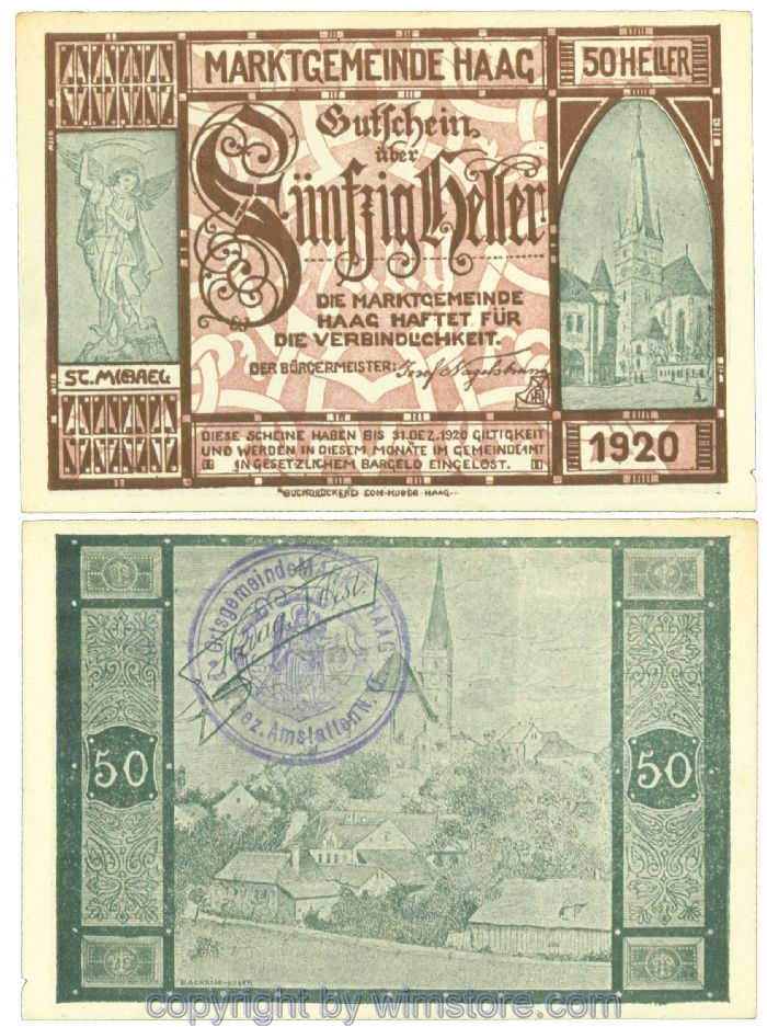Haag (Markt), J00318Ve, 50 Heller; 1-