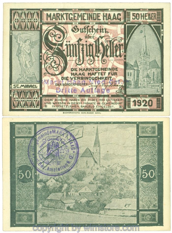 Haag (Markt), J00318VIb, 50 Heller; 1-2