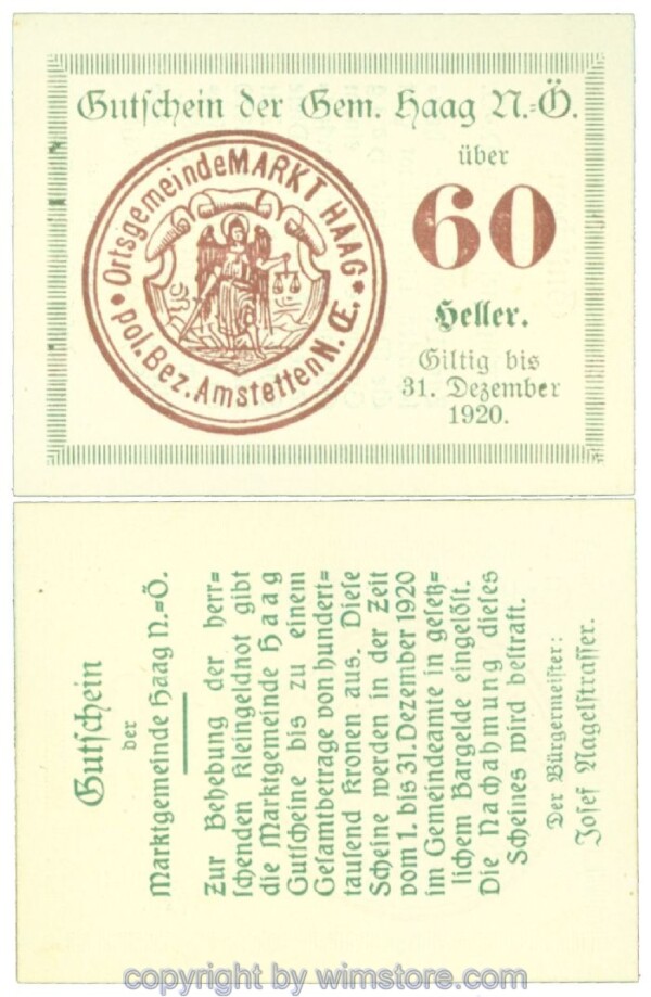 Haag (Markt), J00318VIIb, 60 Heller; 1