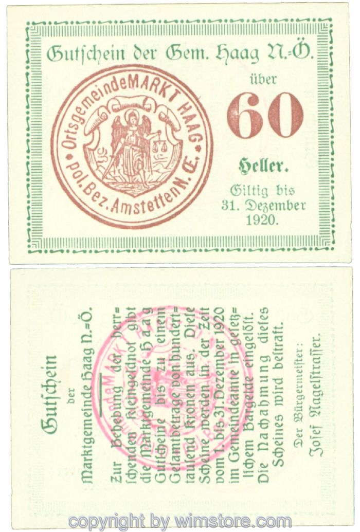 Haag (Markt), J00318VIIc, 60 Heller; 1