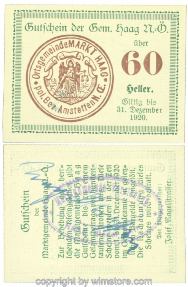 Haag (Markt), J00318VIIe, 60 Heller; 1