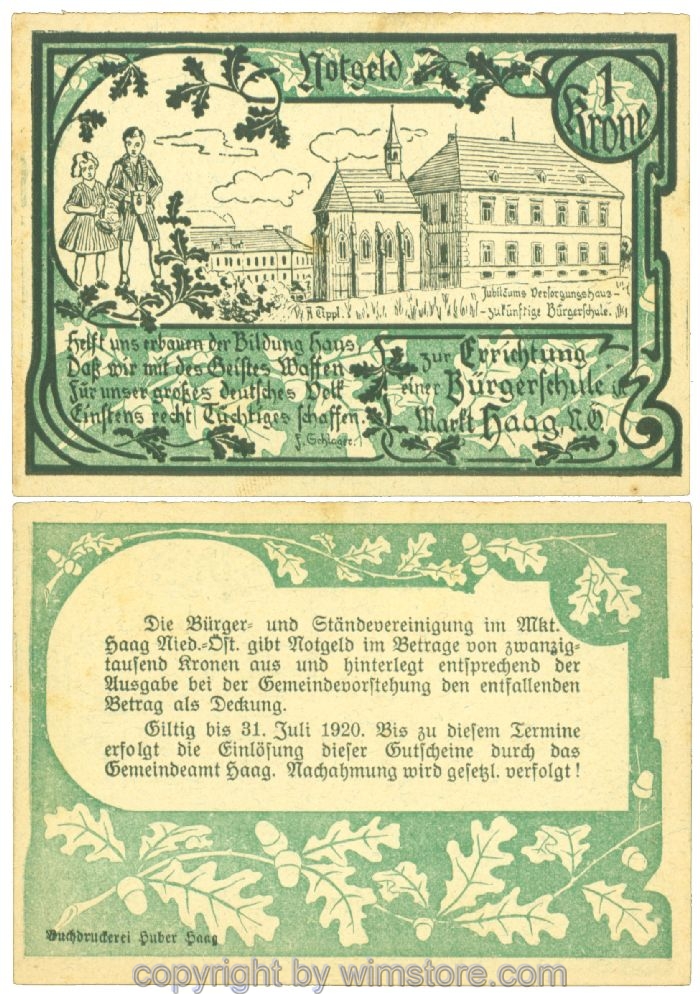 Haag, Prv. Bürger- und Ständevereinigung, J00319b, 1 Krone; 1-