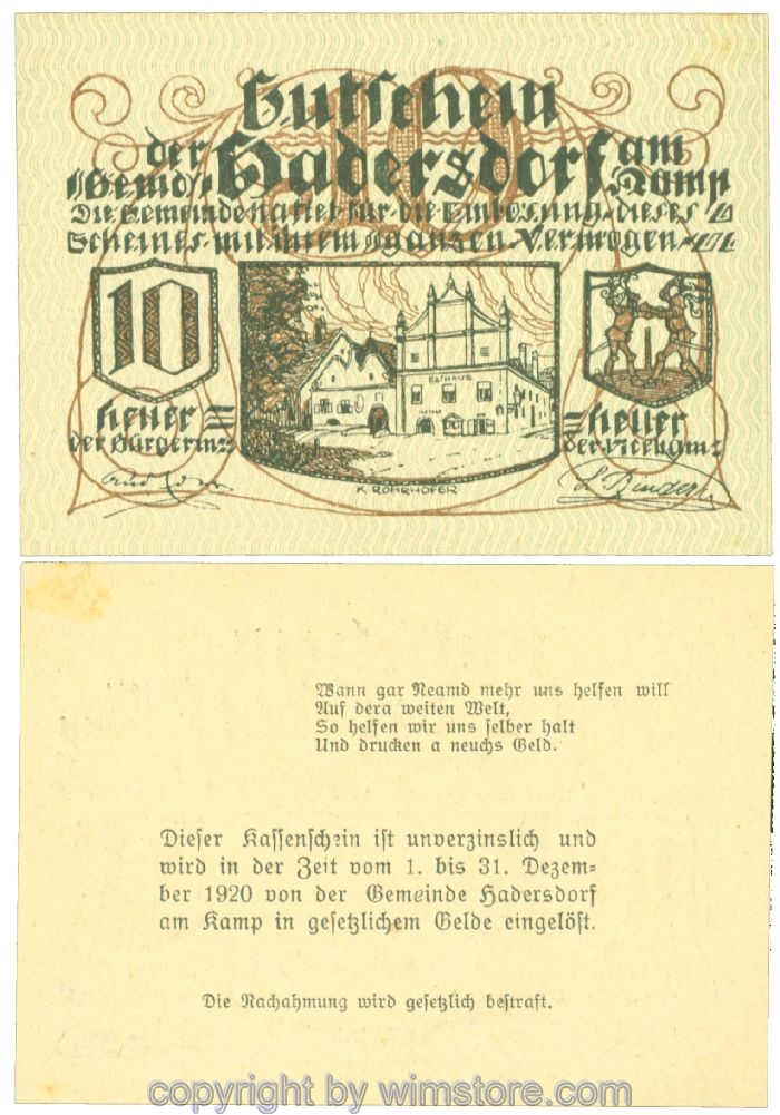 Hadersdorf am Kamp, J00324b22, 10 Heller; 1