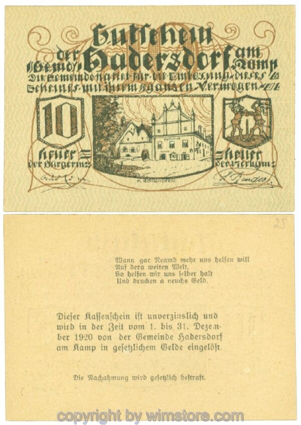 Hadersdorf am Kamp, J00324b25, 10 Heller; 1