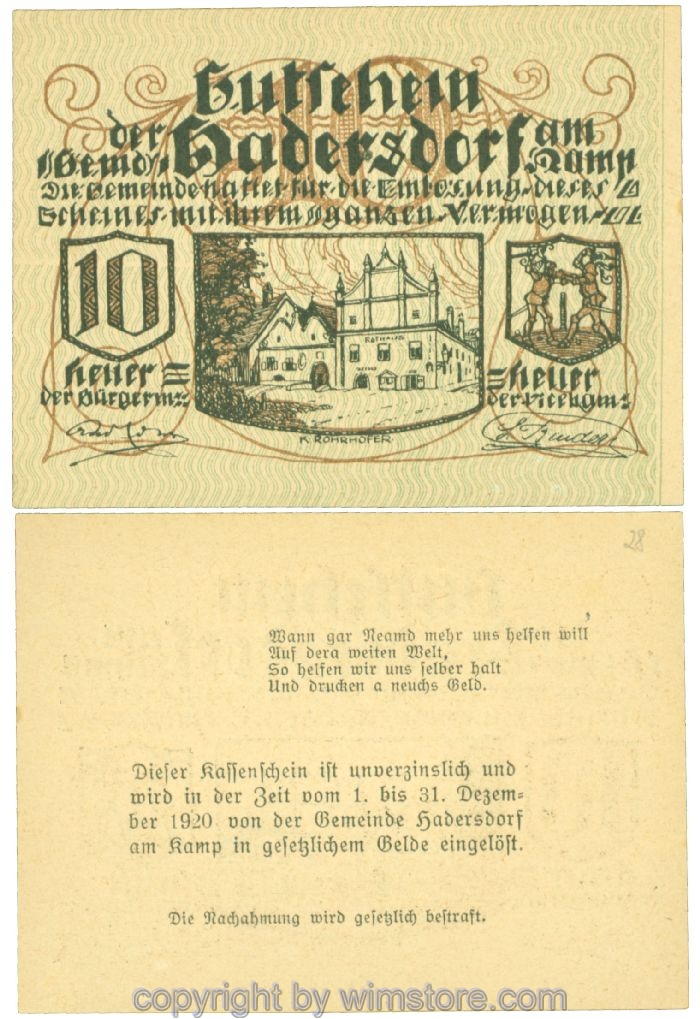 Hadersdorf am Kamp, J00324b28, 10 Heller; 1
