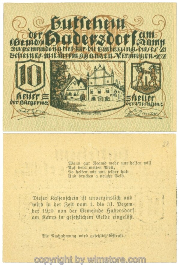Hadersdorf am Kamp, J00324b28, 10 Heller; 1-