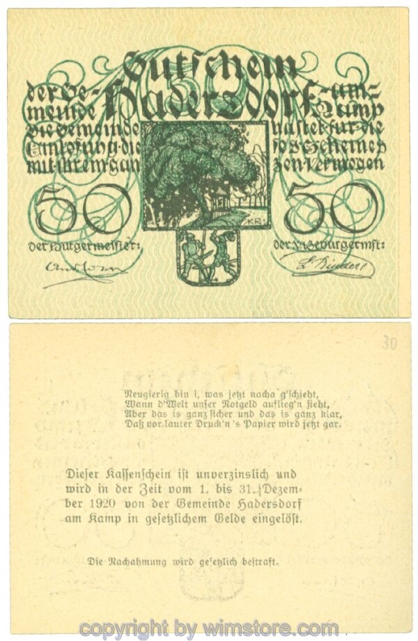 Hadersdorf am Kamp, J00324b42x, 50 Heller; 1