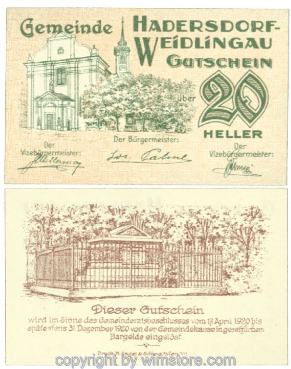 Hadersdorf-Weidlingau, J00326, 20 Heller; 1