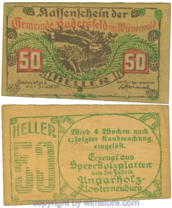 Hadersfeld, J00327IIa, 50 Heller; 1
