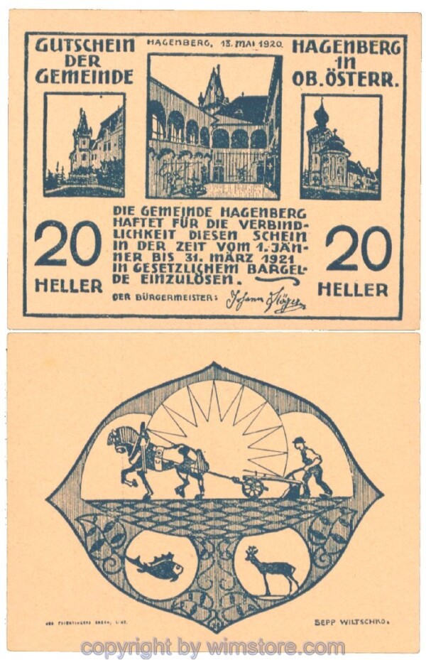 sn106063 Hagenberg, J00330a, 20 Heller; 1-