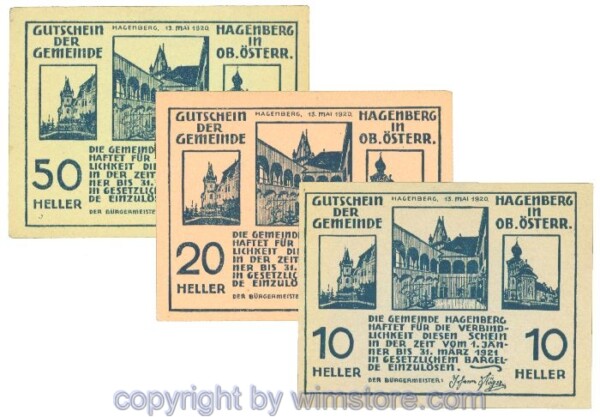 Hagenberg, J00330a, Serie 10, 20, 50 Heller; 1