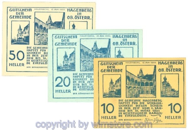 Hagenberg, J00330b, Serie 10, 20, 50 Heller; 1