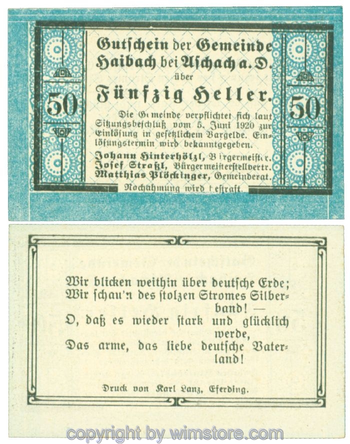 Haibach bei Aschach, J00332Ia, 50 Heller; 1