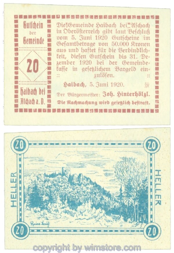 Haibach bei Aschach, J00332IIa, 20 Heller; 1