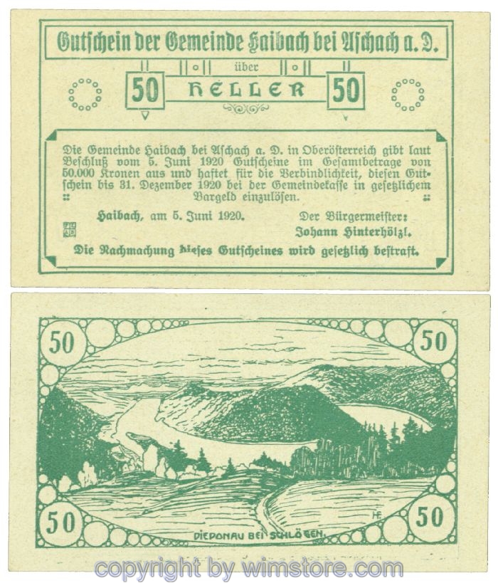Haibach bei Aschach, J00332IIa, 50 Heller; 1