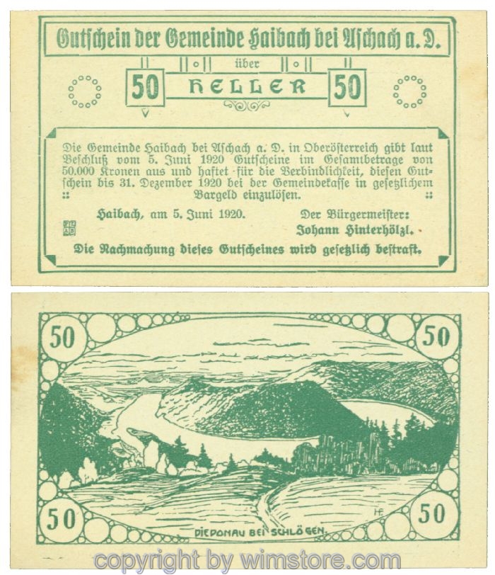Haibach bei Aschach, J00332IIa, 50 Heller; 1-