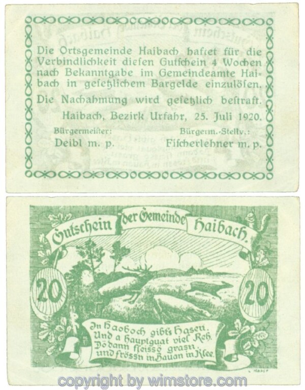 Haibach (Gemeinde), J00333a1, 20 Heller; 1-