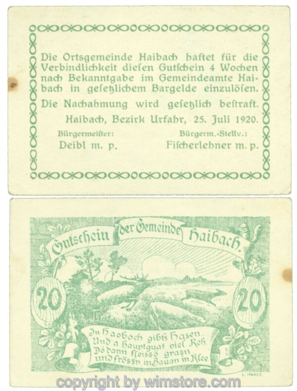 Haibach (Gemeinde), J00333a2, 20 Heller; 1-