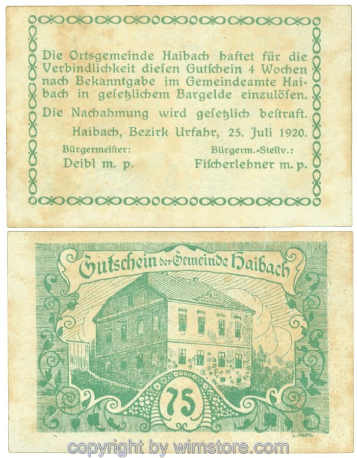 Haibach (Gemeinde), J00333a5, 75 Heller; 1-
