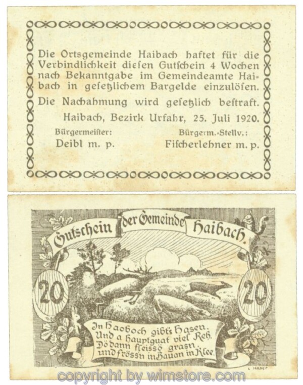 Haibach (Gemeinde), J00333b7, 20 Heller; 1-