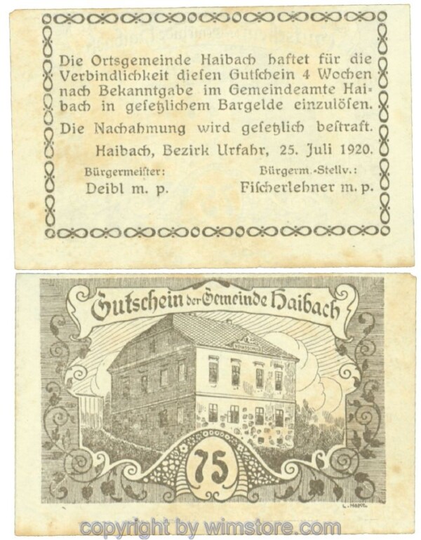 Haibach (Gemeinde), J00333b11, 75 Heller; 1-
