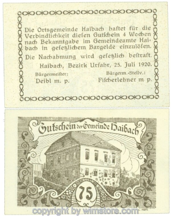 Haibach (Gemeinde), J00333b12, 75 Heller; 1