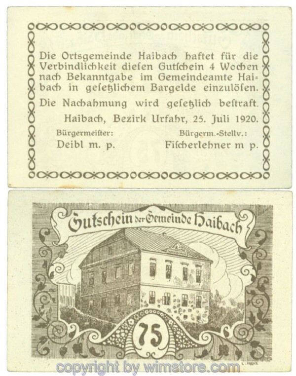 Haibach (Gemeinde), J00333b12, 75 Heller; 1-