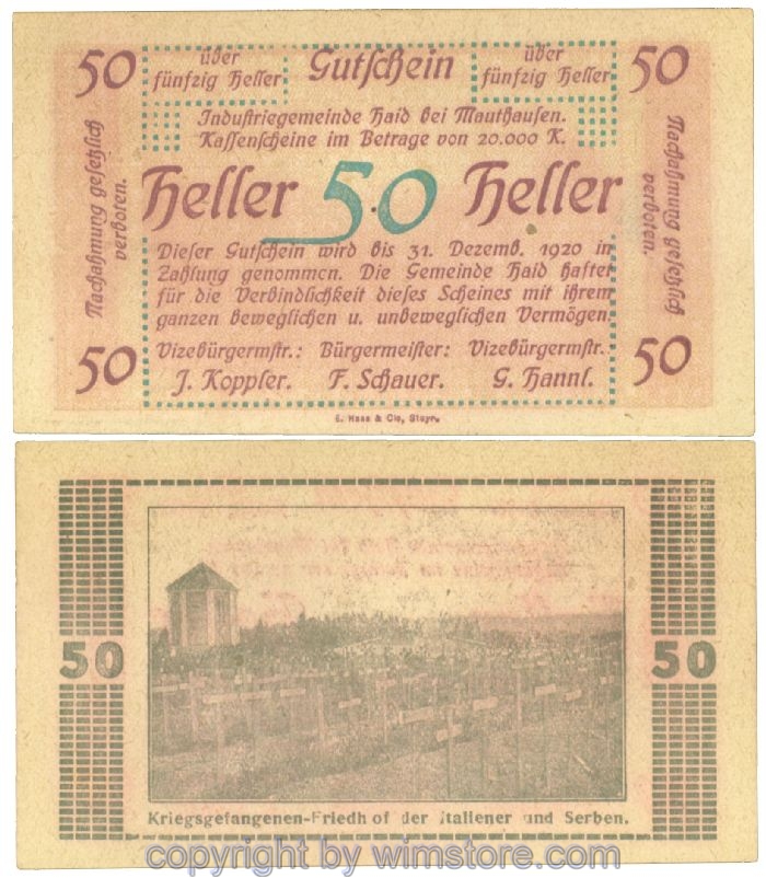 Haid bei Mauthausen, J00334IAaFx, 50 Heller; 1