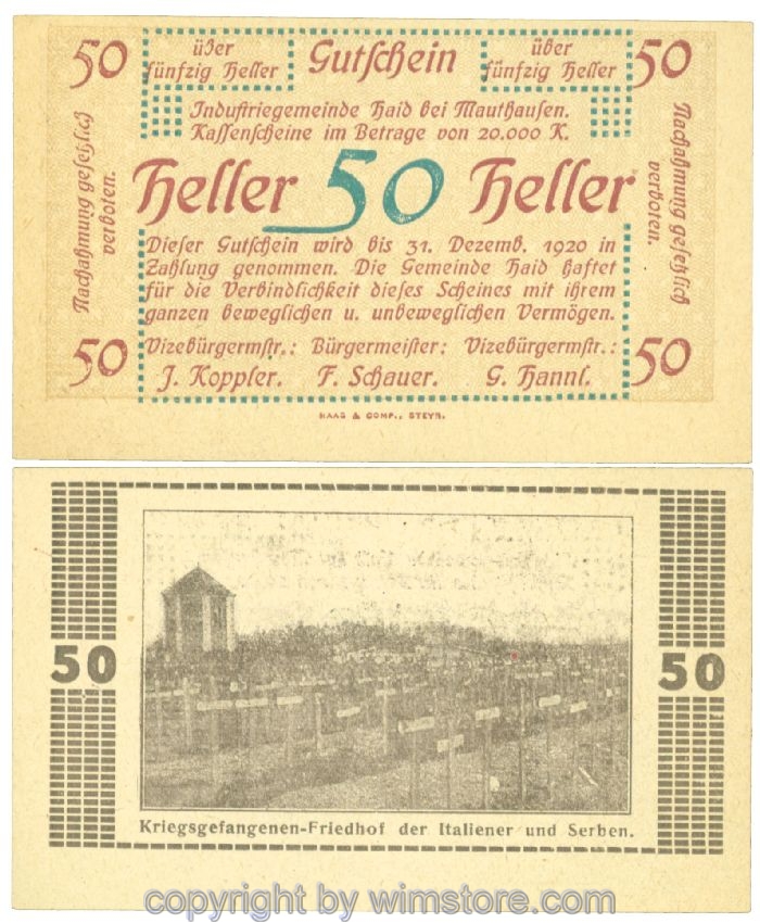 Haid bei Mauthausen, J00334IBa, 50 Heller; 1