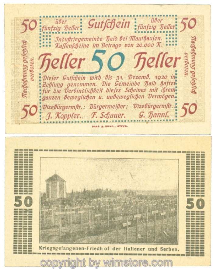 Haid bei Mauthausen, J00334IBaF, 50 Heller; 1