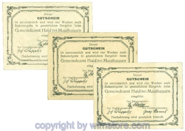 Haid bei Mauthausen, J00334II, Serie 5, 30, 40 Heller; 1