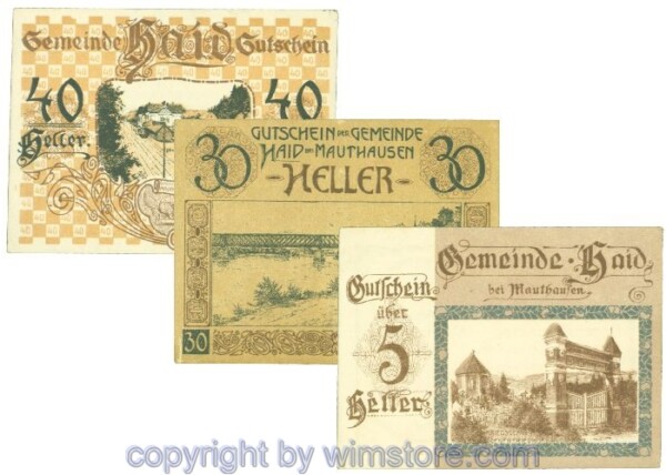 Haid bei Mauthausen, J00334II, Serie 5, 30, 40 Heller; 1